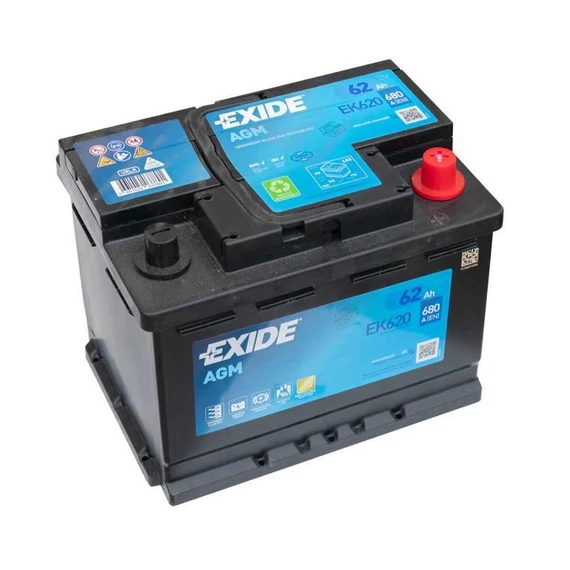 Exide Start-Stop AGM EK620 62 ah/ 680 A akkumulátor jobb+