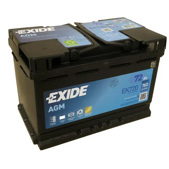 Exide Start-Stop AGM EK720 72 ah/ 760 A akkumulátor jobb+