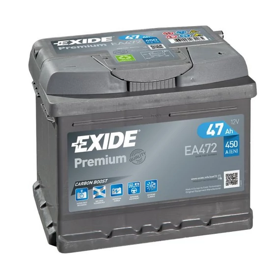 Exide Premium EA472 47 ah/ 450 A akkumulátor jobb+