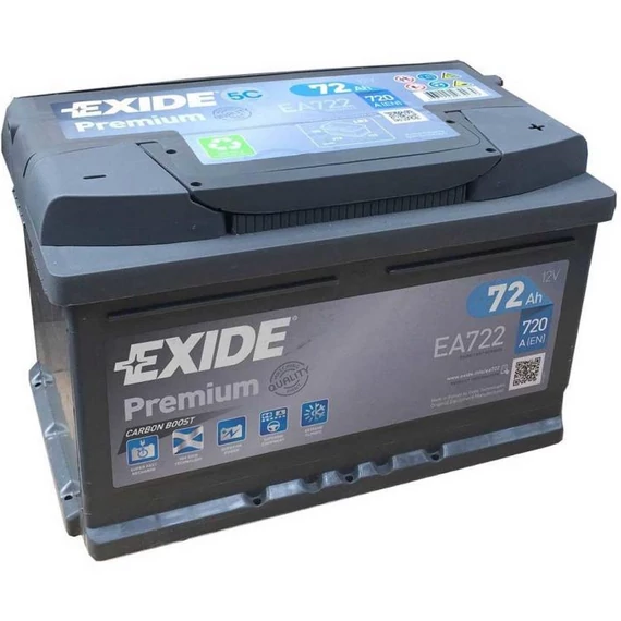 Exide Premium EA722 72 ah/ 720 A akkumulátor jobb+