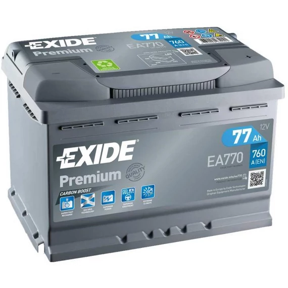 Exide Premium EA770 77 ah/ 760 A akkumulátor jobb+